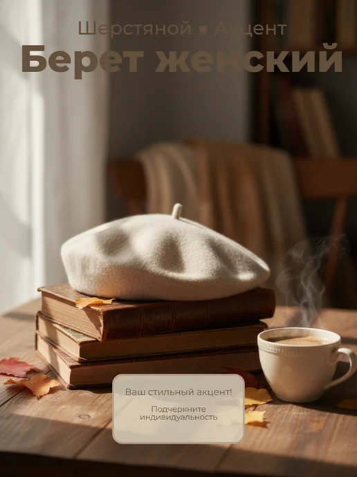 LERAYSENSE Берет шерстяной классический осенний без подклада, белый