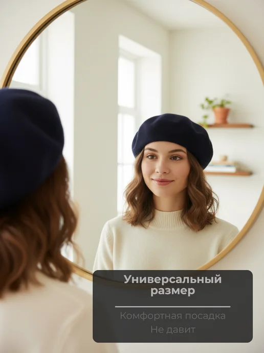 LERAYSENSE Берет шерстяной классический осенний без подклада, черный, фото 2