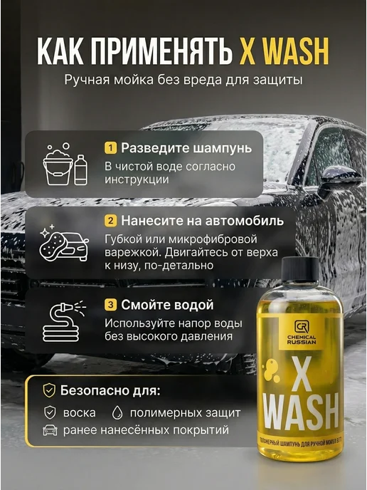 Chemical Russian Автошампунь для бесконтактной мойки Prewash Active 1 л, 500 мл, фото 4