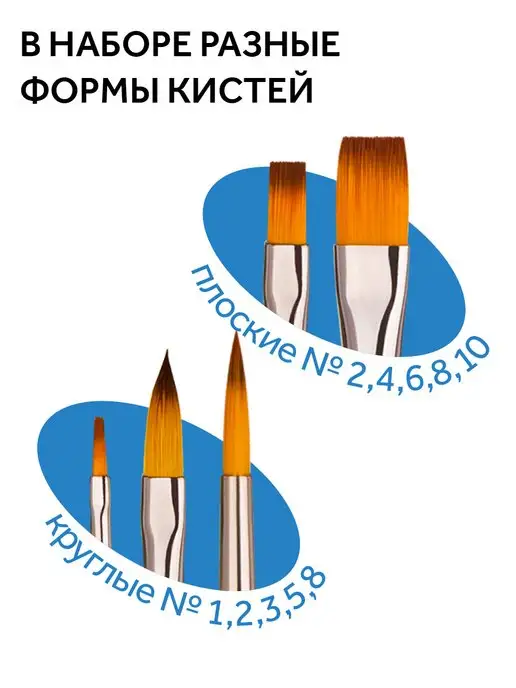 Гамма Кисти для рисования синтетика 10 штук, 10, фото 8