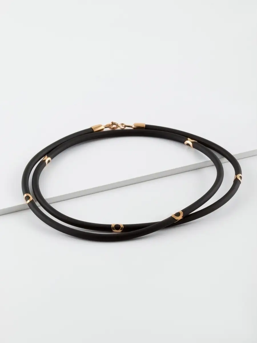 Ювелирный каучуковый шнурок на шею для крестика золото 585 НАШЕ ЗОЛОТО42932546 купить в интернет-магазине Wildberries