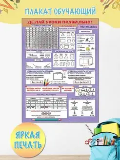 Обучающий школьный плакат по математике в класс, шпаргалка ТМ Праздник 42987005 купить за 183 ₽ в интернет-магазине Wildberries