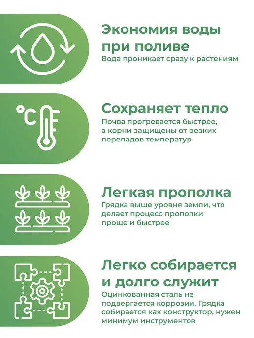 По Уму Грядка оцинкованная 3 м для сада и огорода, 1,0х3,0х0,15 м, 0.8x4.0x0.20 м, 4 м, фото 5