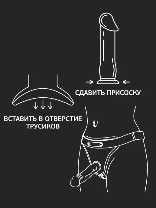 SITABELLA Трусики-страпон для фаллоимитатора с присоской S-L, черный, фото 6