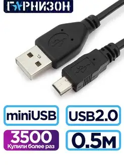 Мультимедийный кабель USB 2.0 MiniUSB, 0,5 м Гарнизон 43162655 купить за 134 ₽ в интернет-магазине Wildberries